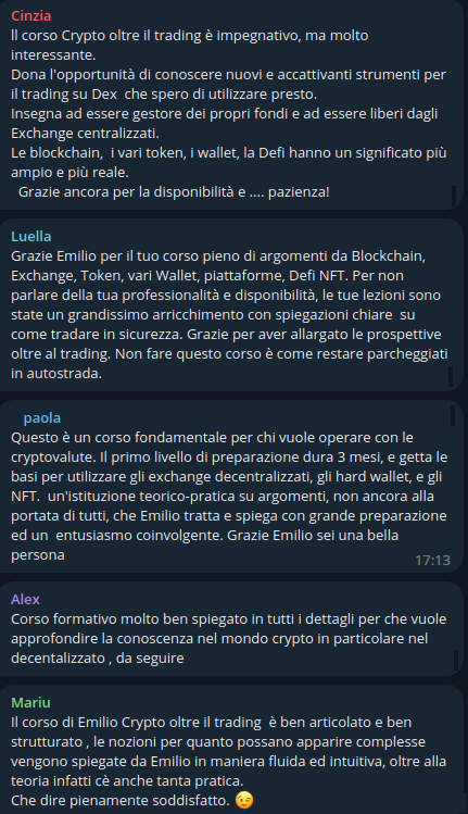 Recensioni corsi crypto Emilio Pontillo